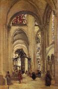 Corot Camille Interior of the Cathedral of sens oil painting artist